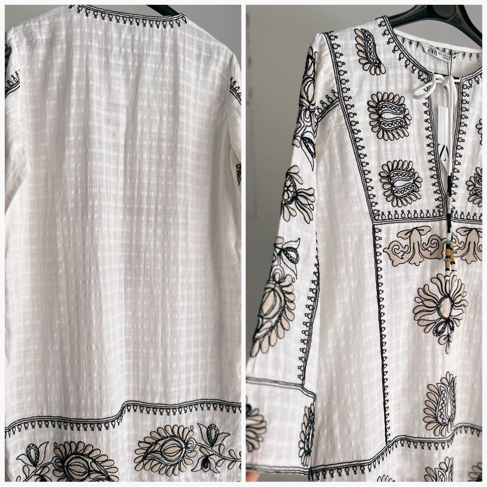 Zara Short Embroidered Dress New - Picture 5 of 6